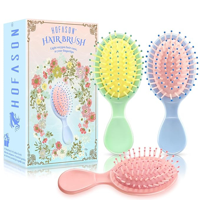 HOFASON 3 Pcs Mini Wet Hair Brush for Women Girls Toddler, Stocking Stuffers for Women Teens Girl... | Amazon (US)