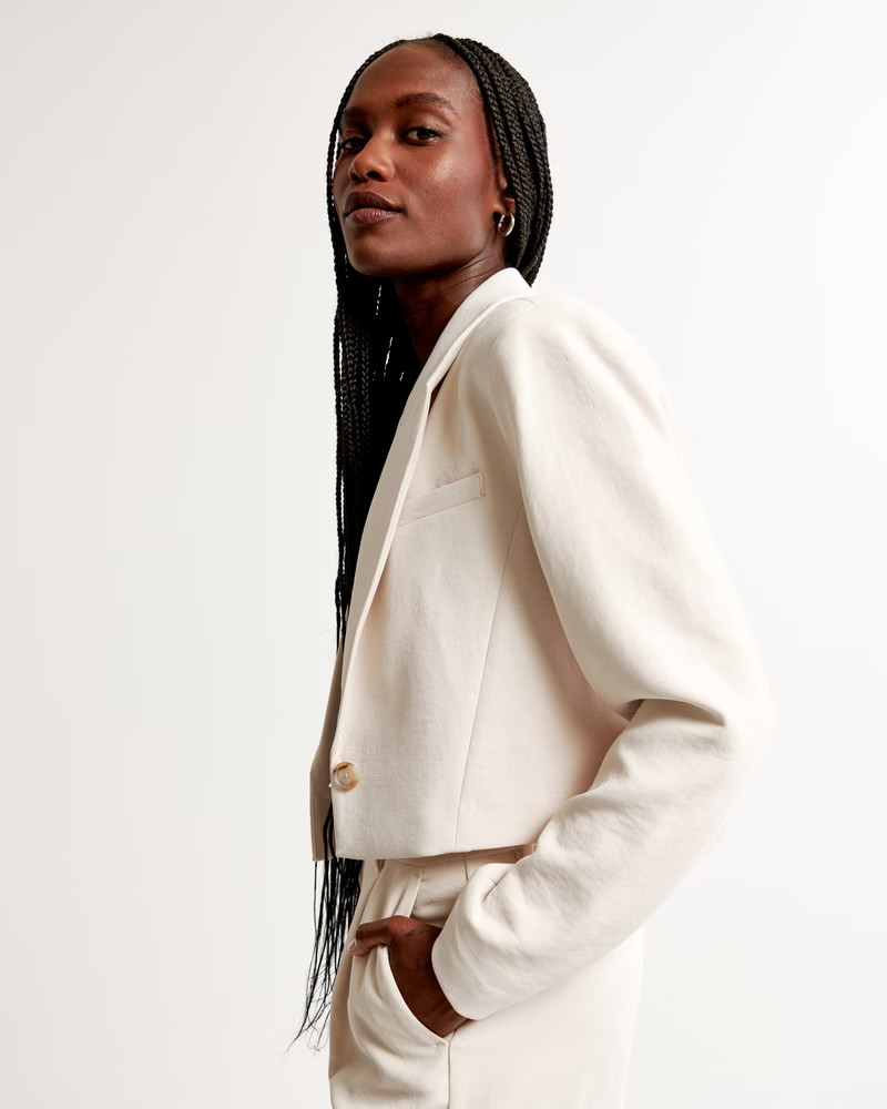 Cropped Premium Crepe Blazer | Abercrombie & Fitch (US)