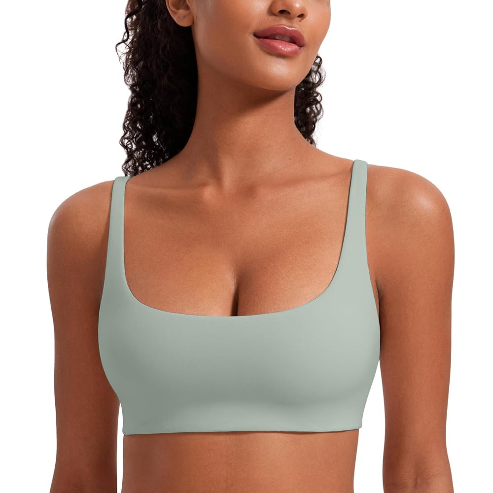 CRZ YOGA Butterluxe Spaghetti Strap Sports Bras for Women - Square Neck Yoga Wireless Low Coverag... | Amazon (US)