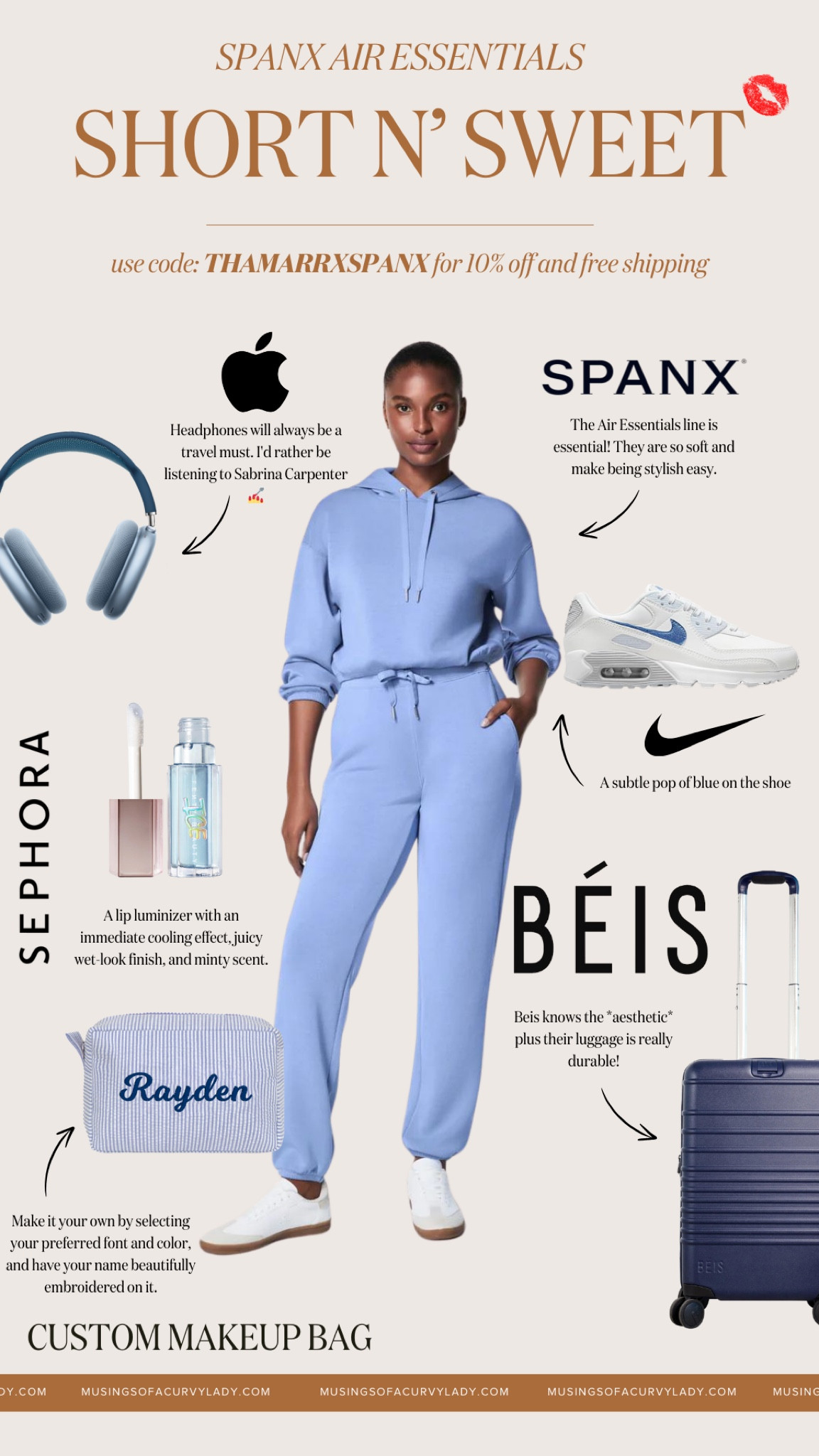 Short N’ Sweet 💋
Can you tell I’ve had Sabrina’s new album on repeat? The moment I saw this blue, I knew I had to have it! For this outfit inspo, I kept it monochrome with various shades of blue 🩵

Sweat set, travel outfit, lounge wear, spanx

#LTKStyleTip #LTKPlusSize #LTKTravel