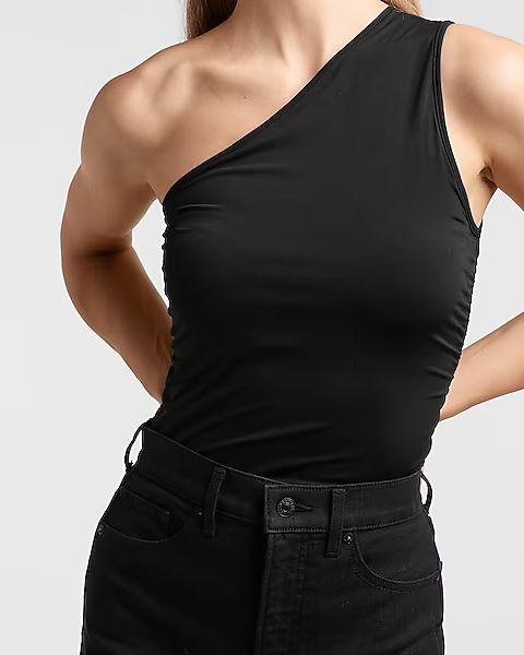 Body Contour Double Layer Ruched One Shoulder Tank | Express