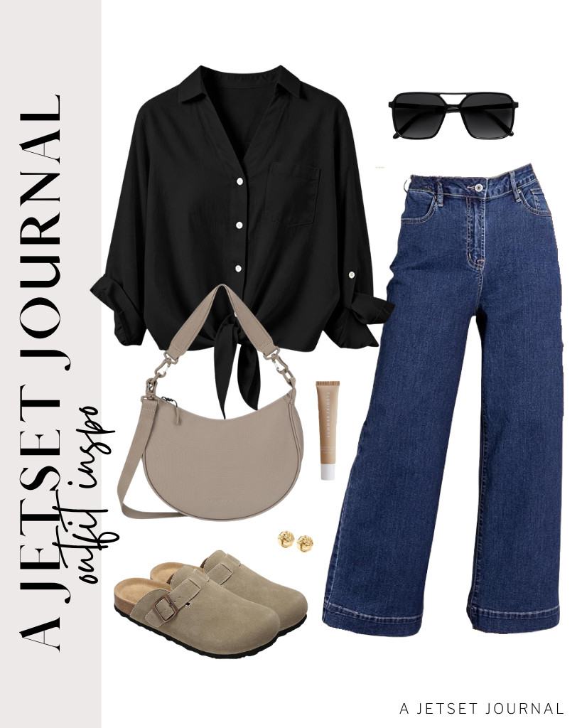 This outfit combination of a black Omoone button-down shirt and Dokotoo jeans is perfect for Project Cloud Slip-ons Footbed clogs and Sherpani Mina crescent bag. You can finish this look with love knot stud earrings and Summer Fridays Lip Butter Balm.

#LTKSeasonal #LTKSaleAlert #LTKTravel
 

 