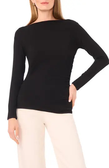 Halogen® Boat Neck Long Sleeve Top in Rich Black at Nordstrom Rack, Size Large | Nordstrom Rack