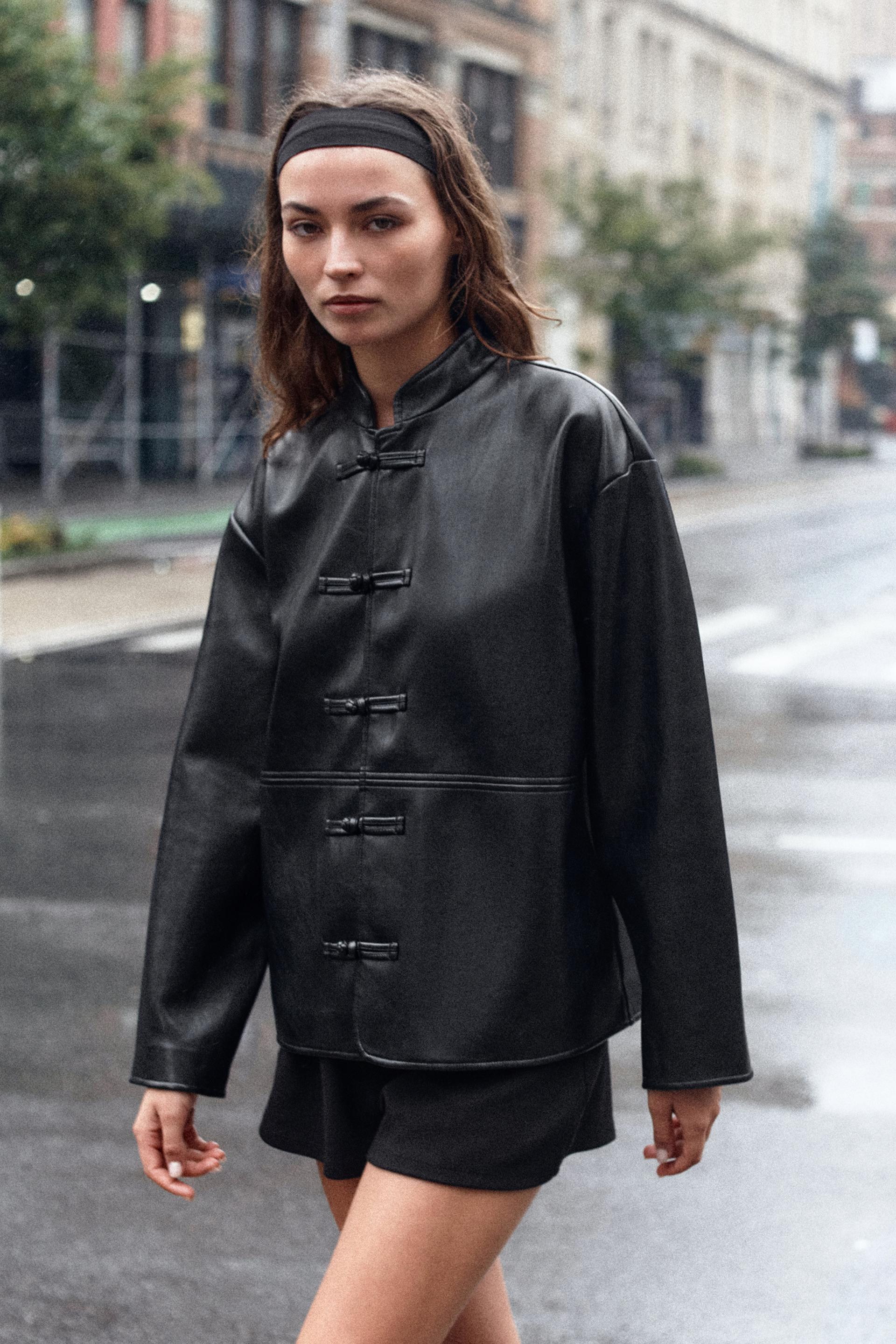 FAUX LEATHER FROG FASTENING JACKET | Zara US
