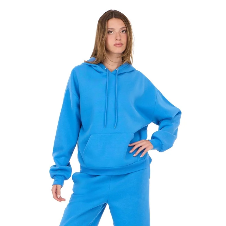 Forever 21 Women's Bright Blue Athleisure Hoodie Sweatshirt, Oversized Fit for Cozy Everyday Laye... | Walmart (US)