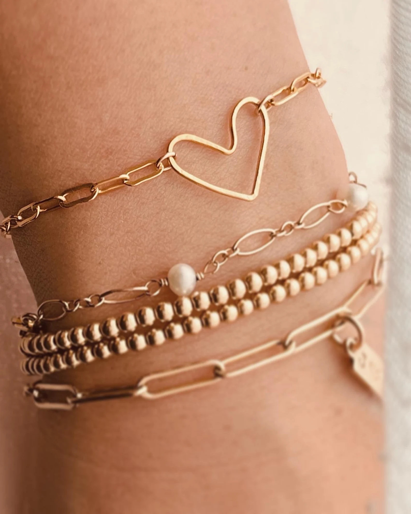Mini Open Heart Bracelet, Heart Bracelet, Heart Jewelry, Paperclip Chain Bracelet, Minimalist Cha... | Etsy (US)