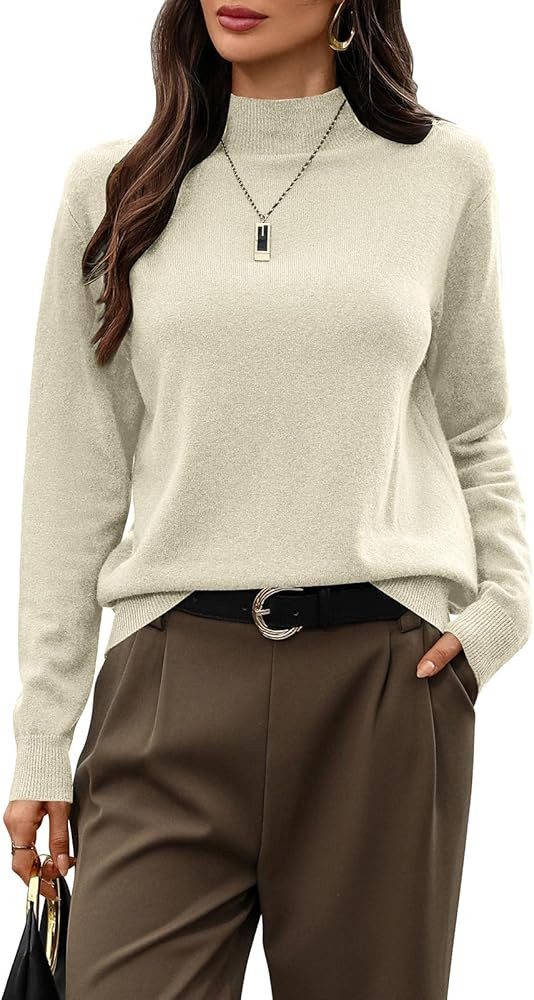 Women's 100% Wool Turtleneck Sweater Merino Wool Long Sleeve Knit Pullover for Fall Winter Classi... | Amazon (US)