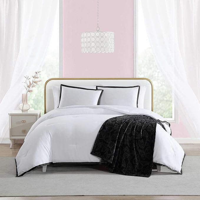 Betsey Johnson - Comforter Set, Soft Bedding with Matching Sham, Bonus Throw Included, Chic Solid... | Amazon (US)