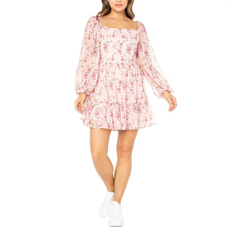 Celebrity Pink Juniors' Print Floral Dress, Sizes XS-XXXL | Walmart (US)