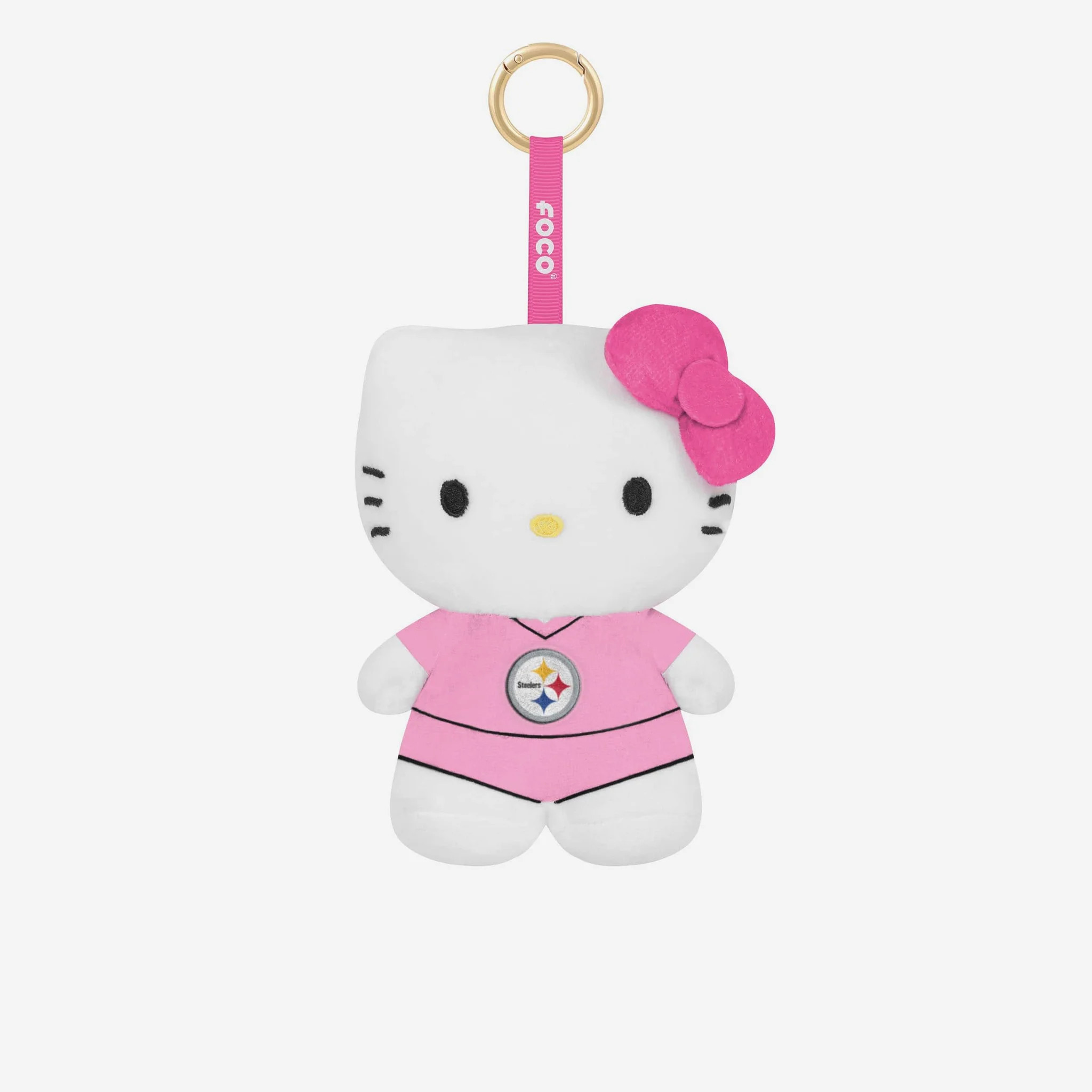 Pittsburgh Steelers Plush Hello Kitty\u00ae Pink Bag Charm Keychain | FOCO inc