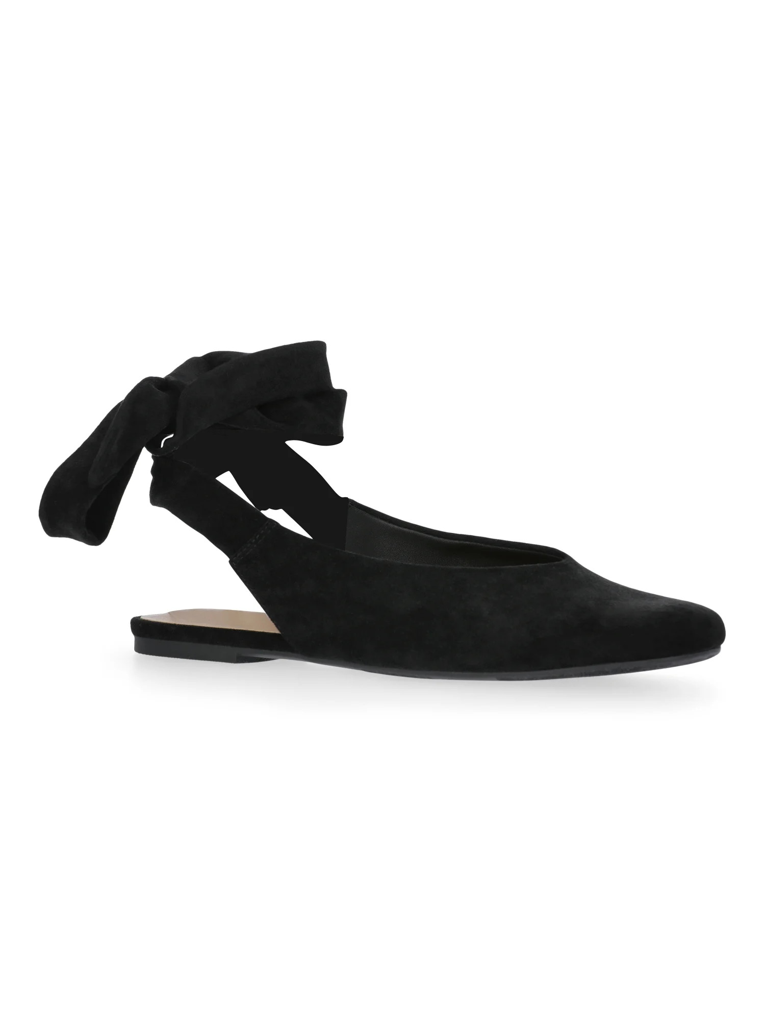 Scoop Women's Faux Suede Ankle Wrap Ballet Flats | Walmart (US)