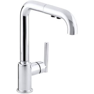 Purist Single-Handle Pull-Out Sprayer Kitchen Faucet In Polished Chrome | The Home Depot