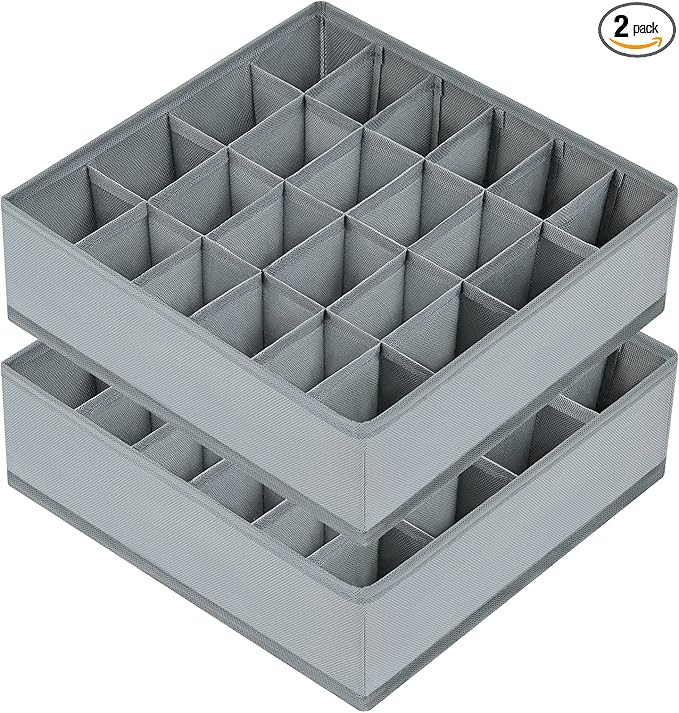 Joyoldelf Sock Drawer Organizer Divider 2 Packs Underwear Organizer, 24 Cell Closet Organizers an... | Amazon (US)