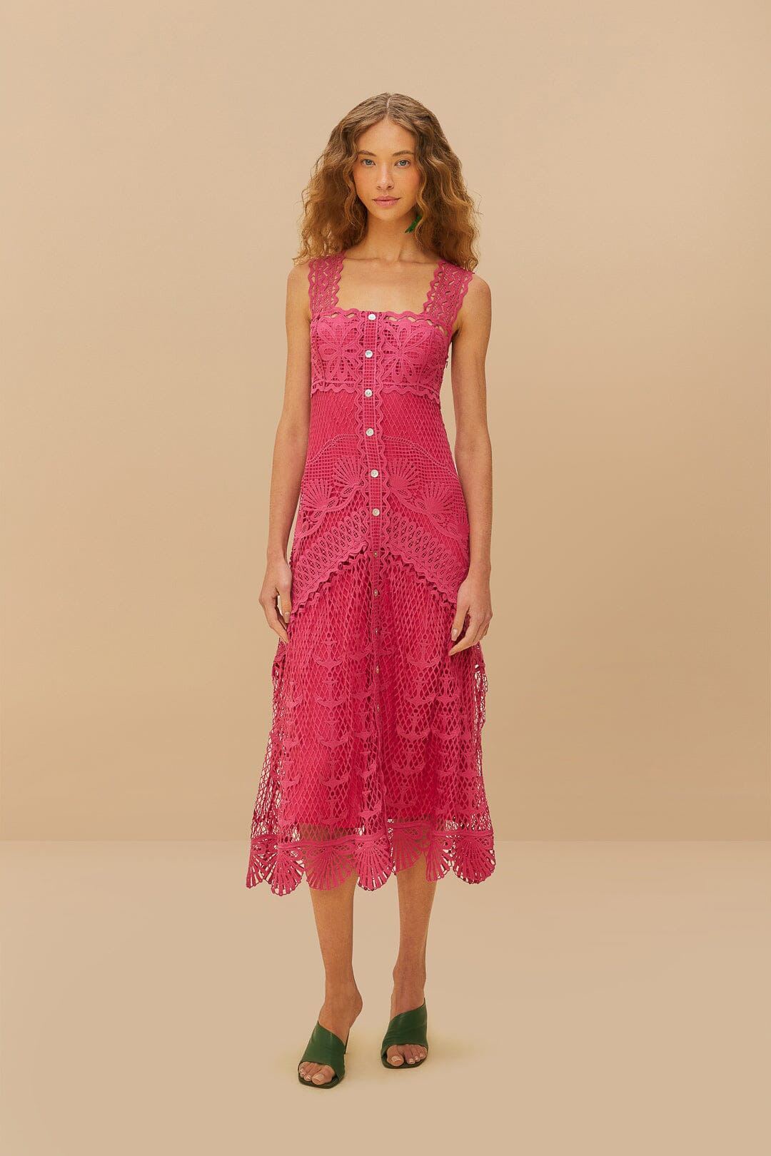 Pink Nautical Guipure Maxi Dress, PINK / XXS | FarmRio (US)