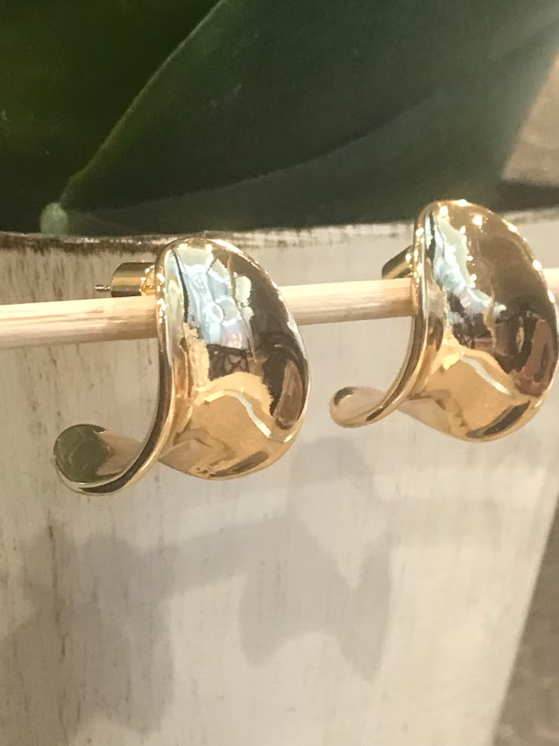 Gold concave earrings | Etsy (US)