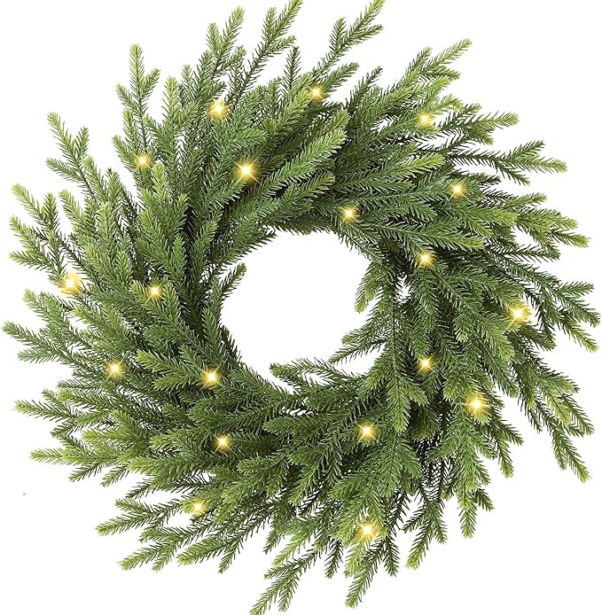 22’’ Real Touch Norfolk Pine Wreath Artificial Christmas Wreath for Front Door Green Wreaths ... | Amazon (US)