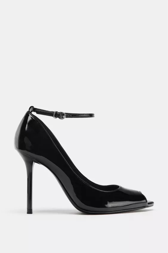 PATENT FINISH OPEN TOE HEELS | Zara US