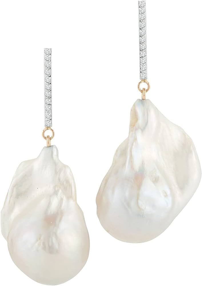 Amazon.com: Mateo New York, 14K Gold Baroque Pearls and Diamonds Earring - Small : Luxury Stores | Amazon (US)