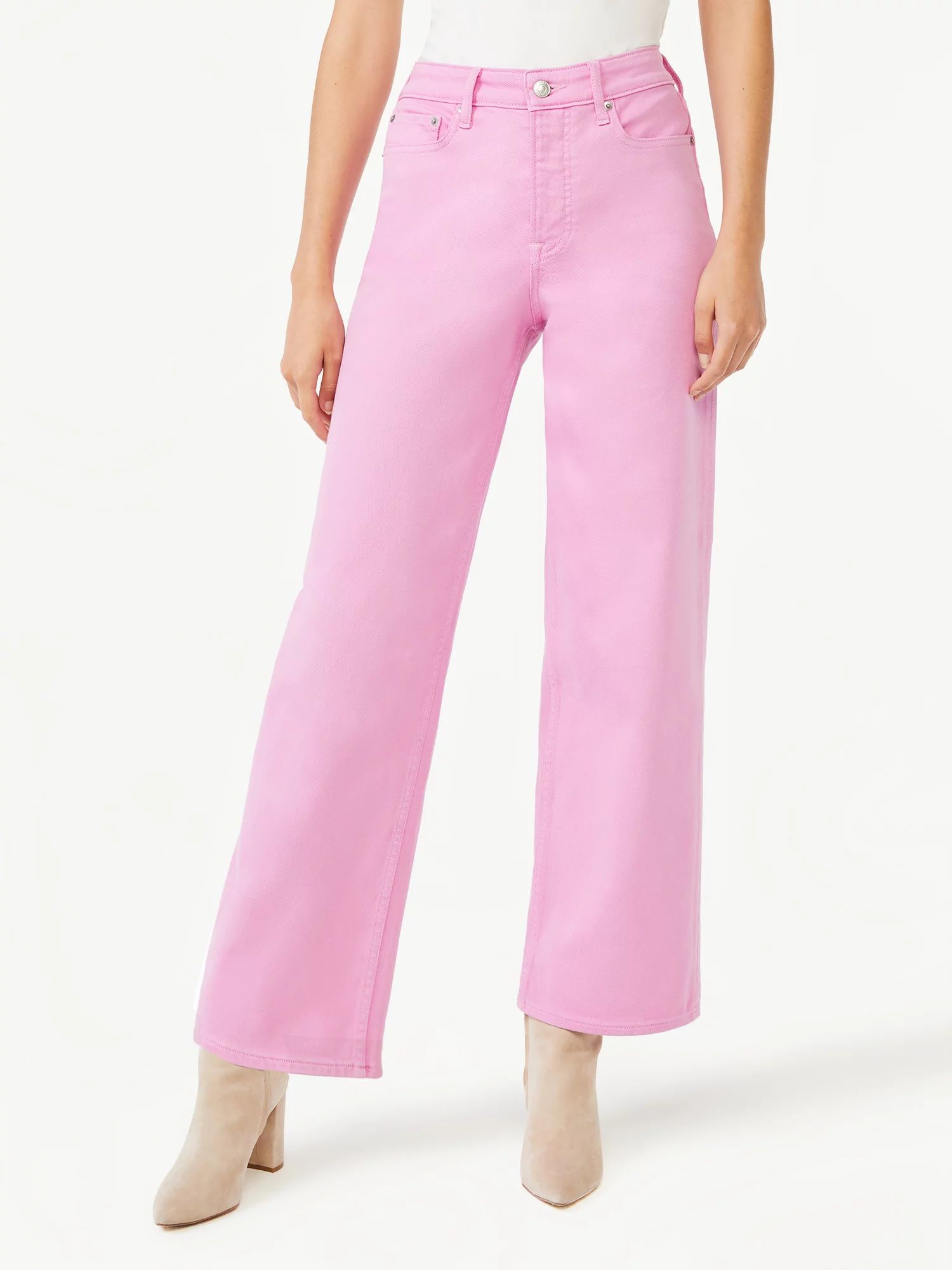 Free Assembly Women's High Rise 70’S Full Wide Leg Straight Jeans - Walmart.com | Walmart (US)