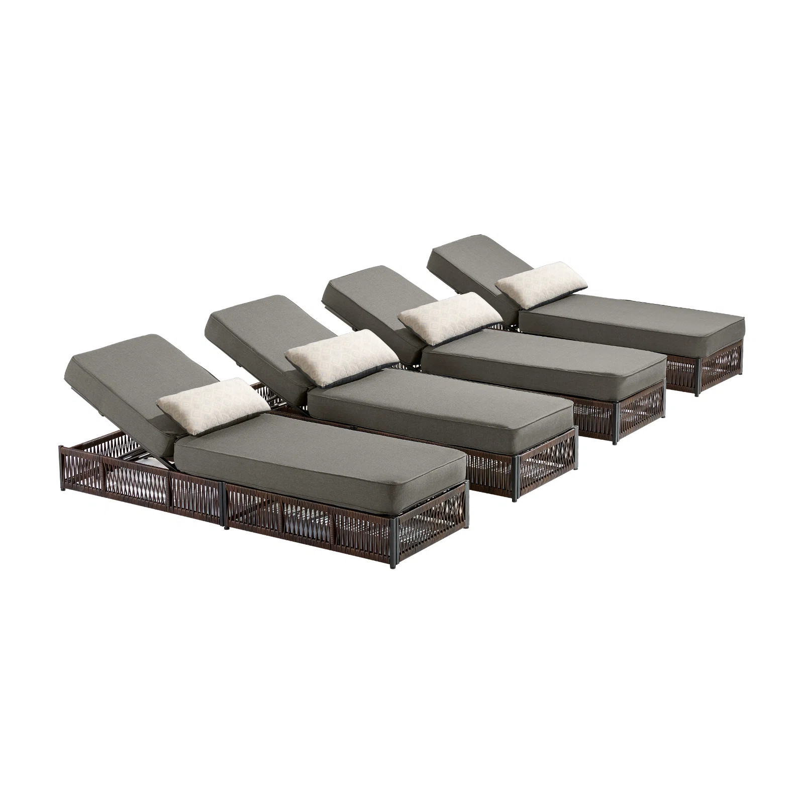 Hayossy 4-Piece Outdoor Chaise Lounge Set, 4 All-Weather Wicker Recliners With 5" Thick Cushions | Wayfair North America