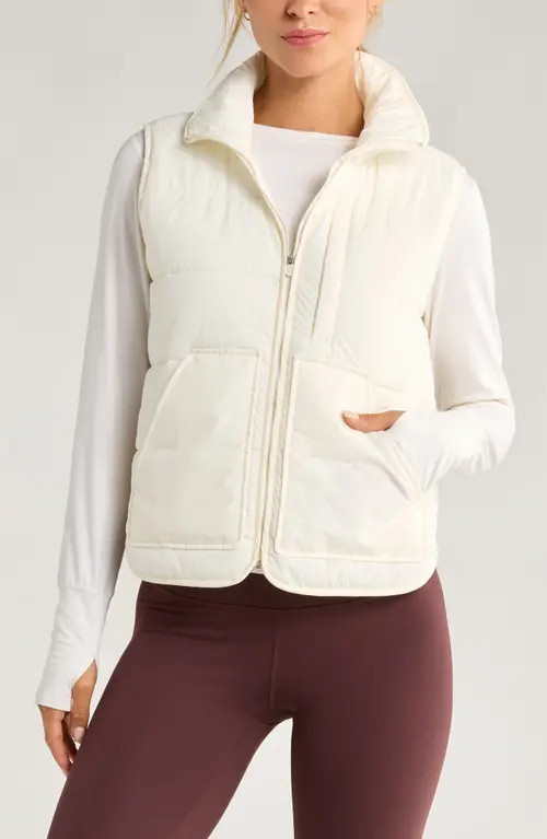 Zella Packable Quilted Vest in Ivory Egret at Nordstrom, Size Medium | Nordstrom