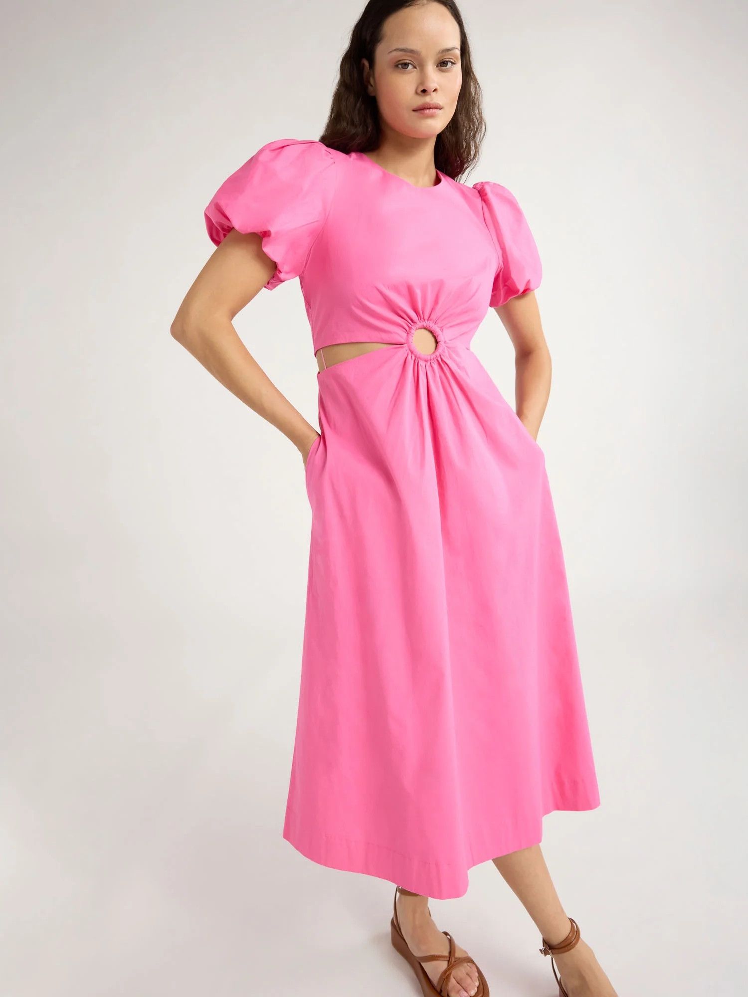 Scoop Women’s Puff Sleeve O-Ring Dress, Sizes XS-XXL | Walmart (US)