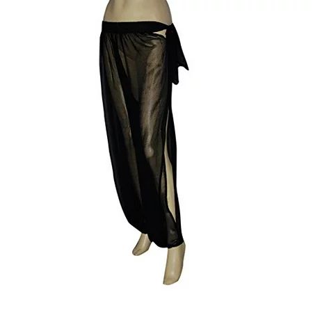 Hip Shakers Genie Costume Black Sheer Chiffon Harem/Yoga Pants with Side Slit Halloween | Walmart (US)