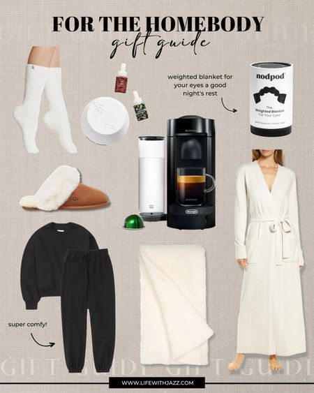 Holiday gift guide for the homebody🤍

UGG socks and slippers 
Anthropologie diffuser kit 
Sleeper mask 
Nespresso vertuo
Abercrombie matching sweatshirt and sweatpants 
Long soft robe 
Cozy blanket 

Gift guide / holiday / Christmas presents 

#LTKGiftGuide #LTKhome #LTKHoliday