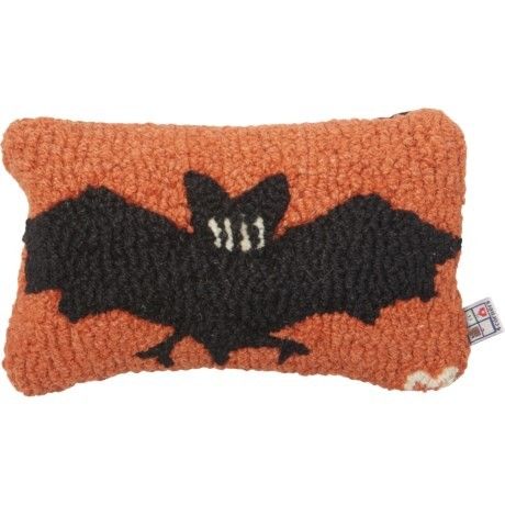Chandler 4 Corners Halloween Bat Hand-Hooked Throw Pillow - 8x12”, Wool, Multi | Sierra