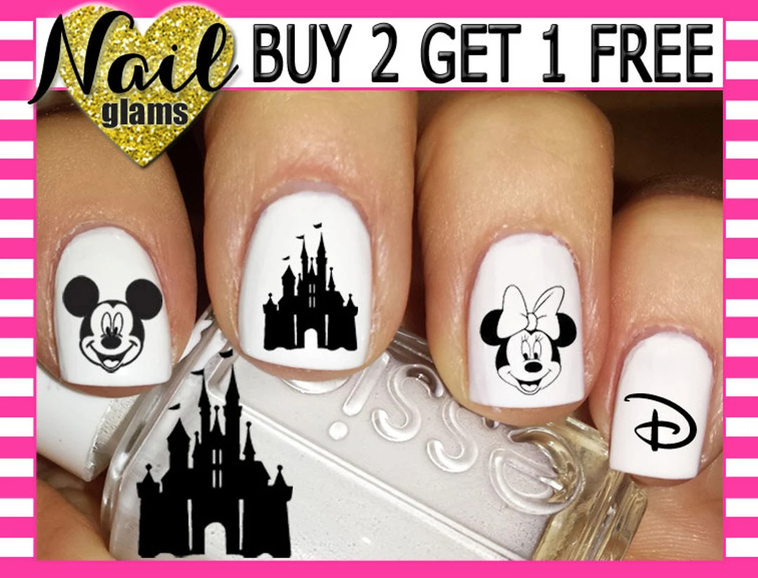 60 Nail Wraps Decals - Mouse Ears  Castle - Nail Art Waterslide | Etsy (US)