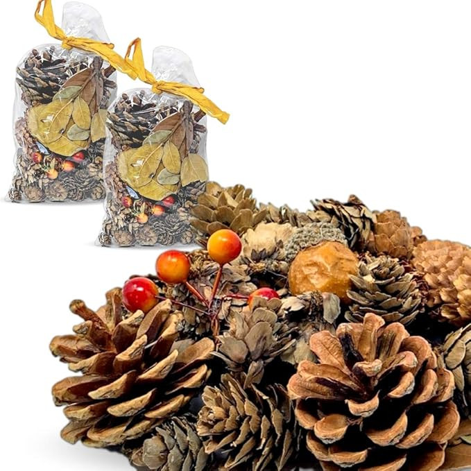 Crafting Pine Cones and Fall Leaves - 2 Bags of Pine Cones, Leaves, Acorn, Orange Berries Unscent... | Amazon (US)