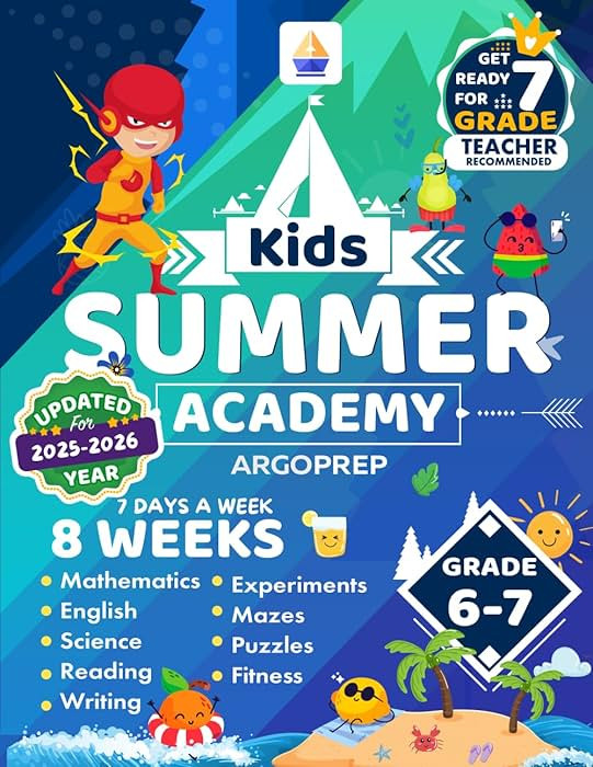 Kids Summer Academy by ArgoPrep - Grades 6-7: 8 Weeks of Math, Reading, Science, Logic, Fitness a... | Amazon (US)