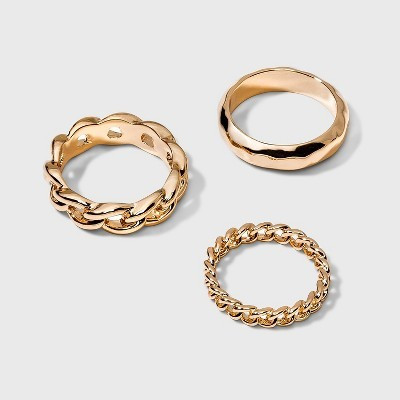 Smooth Band and Ball Ring Set 3pc - A New Day™ Gold 8: Nickel-Free Stacking Jewelry | Target
