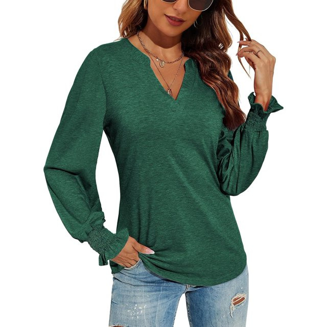 MOSHU V-Neck Womens T-shirts Casual Puff Sleeve Tunic Tops for Women | Walmart (US)