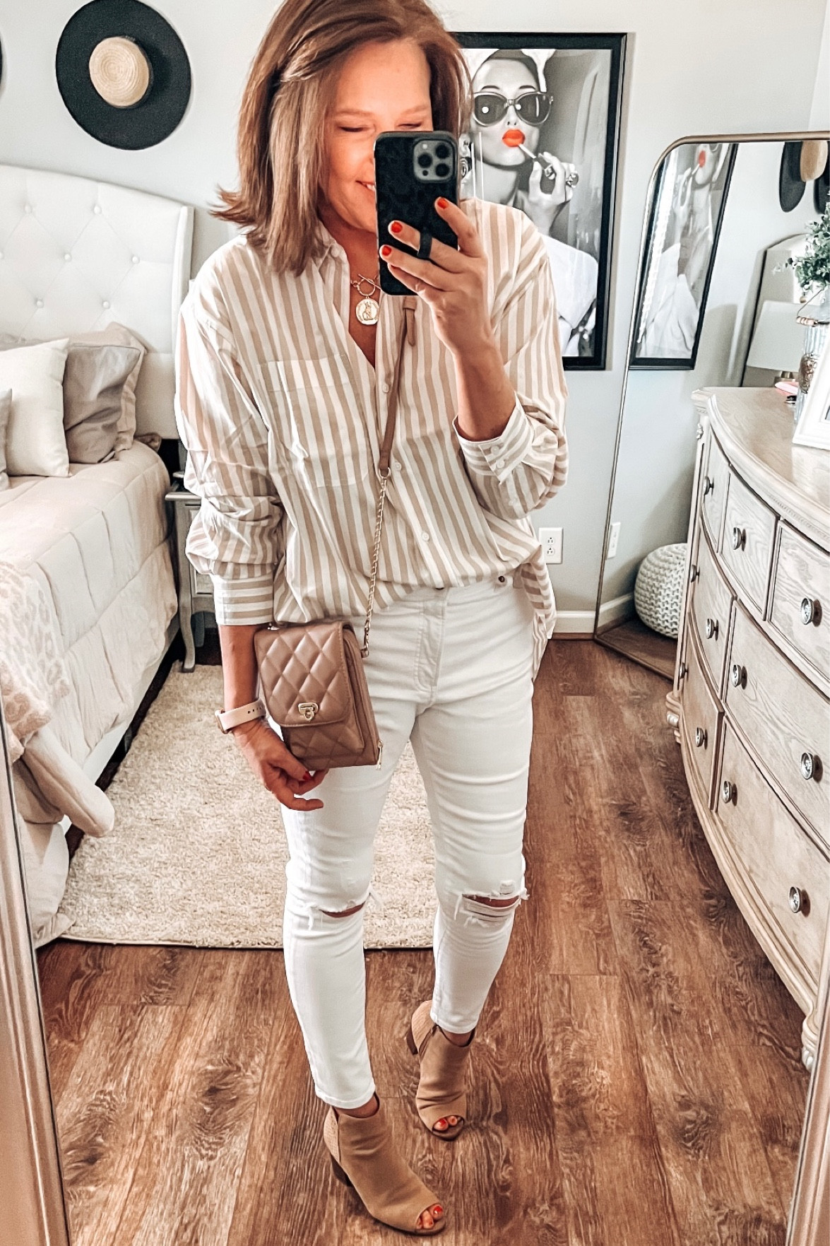 Oversized striped boyfriend shirt, Express white jeans, peep toe booties, phone crossbody, coin necklace 

Amazon finds, white jeans, banana Republic sale, everyday outfits, spring trends, spring outfits, fashion over 40

#LTKstyletip #LTKsalealert #LTKunder50