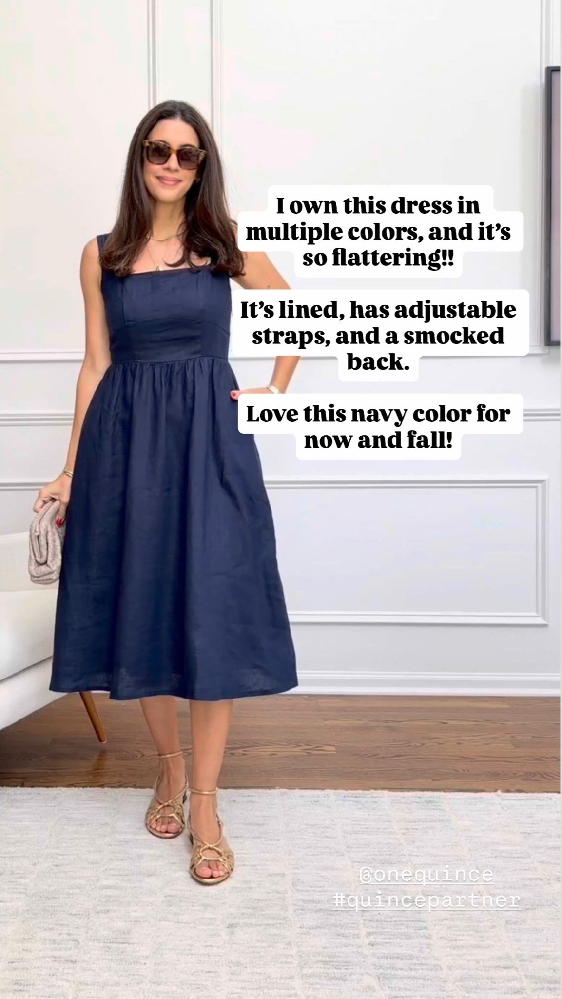 I own this dress in multiple colors, and it’s so flattering!!

It’s lined, has adjustable straps, and a smocked back.

Love this navy color for now and fall!

Wearing a small

#LTKootd #LTKSeasonal #LTKOver40