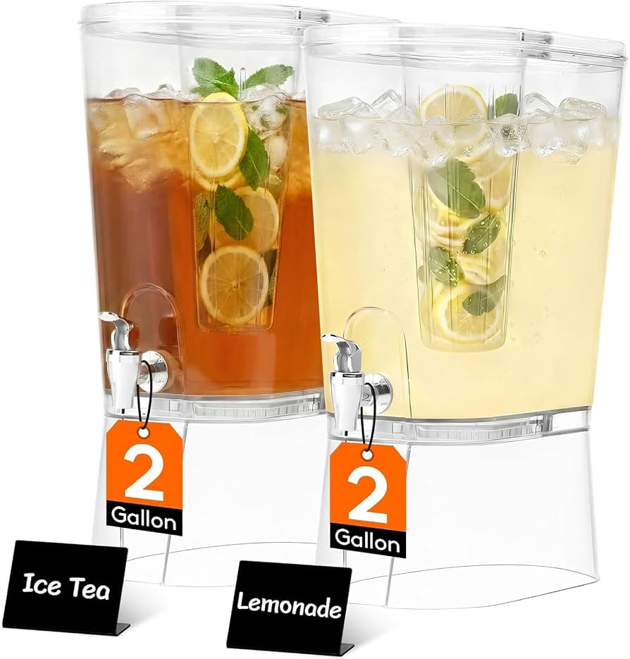 Lifewit 2 Gal Drink Dispenser with Leak-Proof Spigot & Fruit Infuser 2 Pcs | Amazon (US)