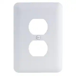 Commercial Electric 1-Gang Duplex Midway/Maxi Sized Metal Wall Plate, White (Textured/Paintable F... | The Home Depot