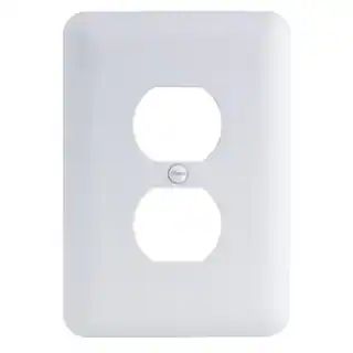 Commercial Electric 1-Gang Duplex Midway/Maxi Sized Metal Wall Plate, White (Textured/Paintable F... | The Home Depot