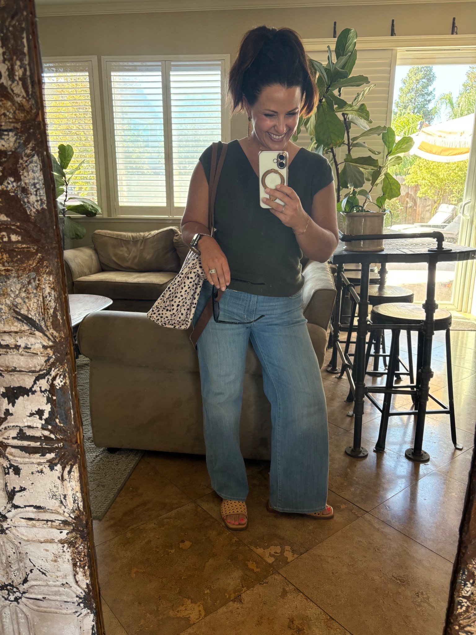 Ready for the weekend! Easy pre fall teacher look for when it’s still hot out. Light wash wide leg jeans, sandals, and a cap sleeve lightweight sweater. 

Teacher ootd

#LTKOver40 #LTKPetite #LTKWorkwear