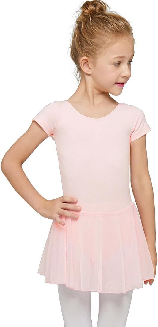 MdnMd Toddler Girls Ballet Leotards with Skirt Classic Short Sleeve Dance Gymnastic Ballerina Out... | Amazon (US)