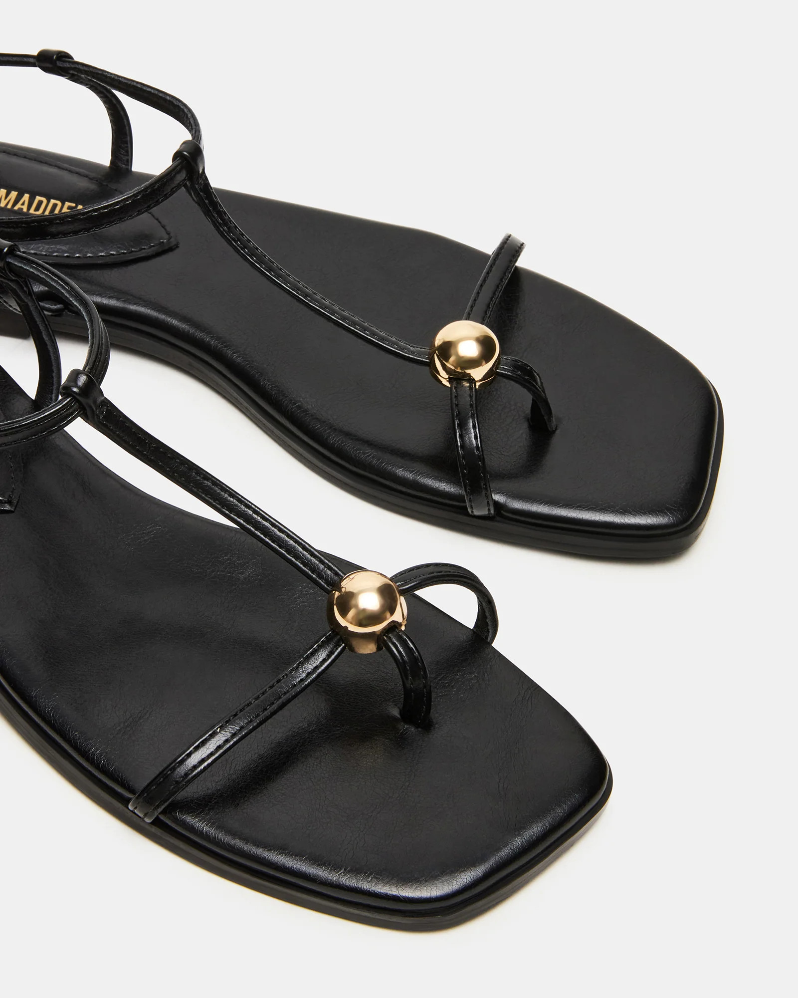 RITZY Black Square-Toe Strappy Women's Sandal | Steve Madden (US)