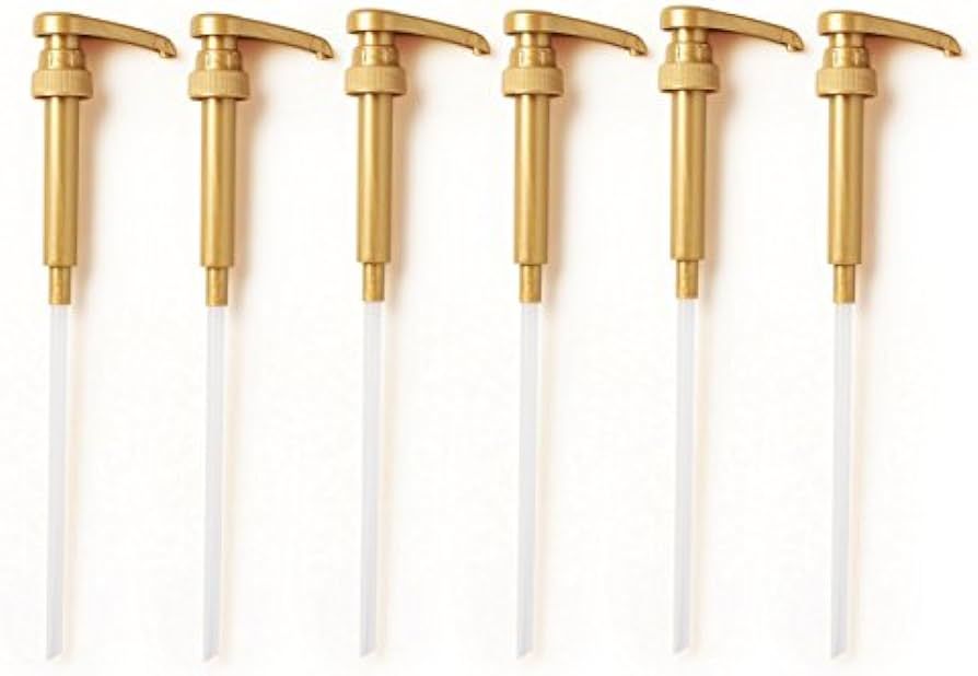 Premium Gold Syrup Pumps Set Of 6 | Fits 750ml Bottles | Ideal For Coffee Syrups, Snow Cones, Fla... | Amazon (US)