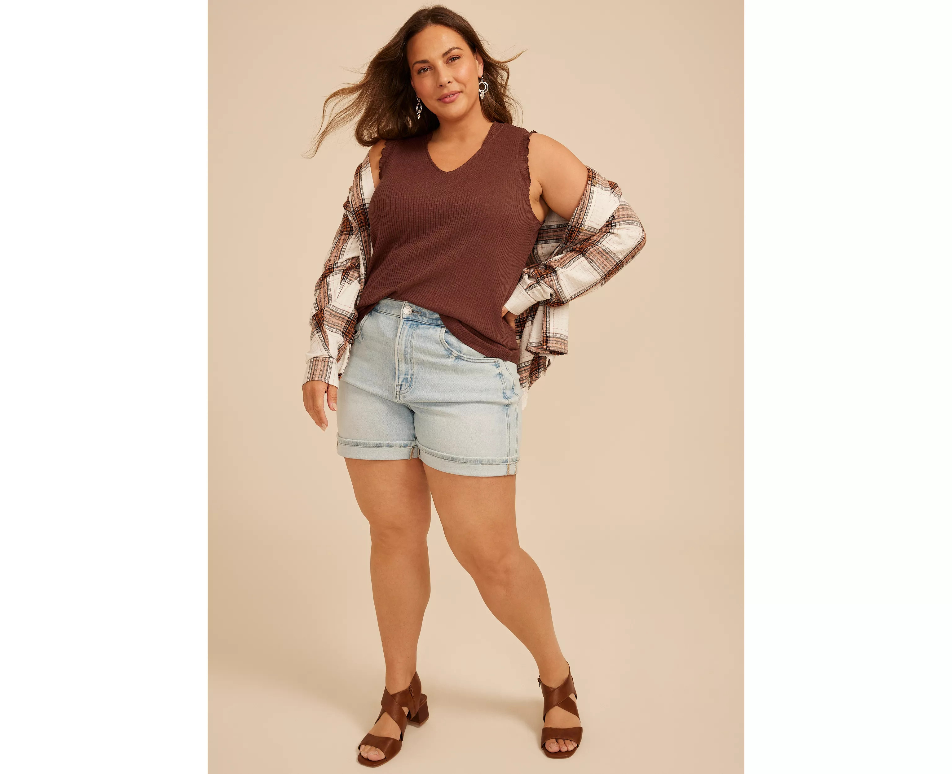 Plus Size Ruffle Trim Ribbed V Neck Tank Top | maurices | Maurices