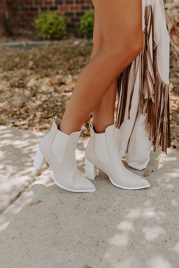 The Navarre Faux Leather Boot In Stone | Impressions Online Boutique