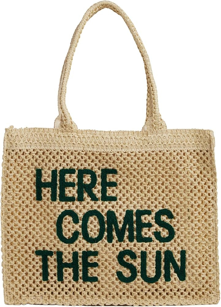 Straw Bag Summer Beach Straw Woven Beach Bag Purse For Women Vacation Tote Handbags | Amazon (US)