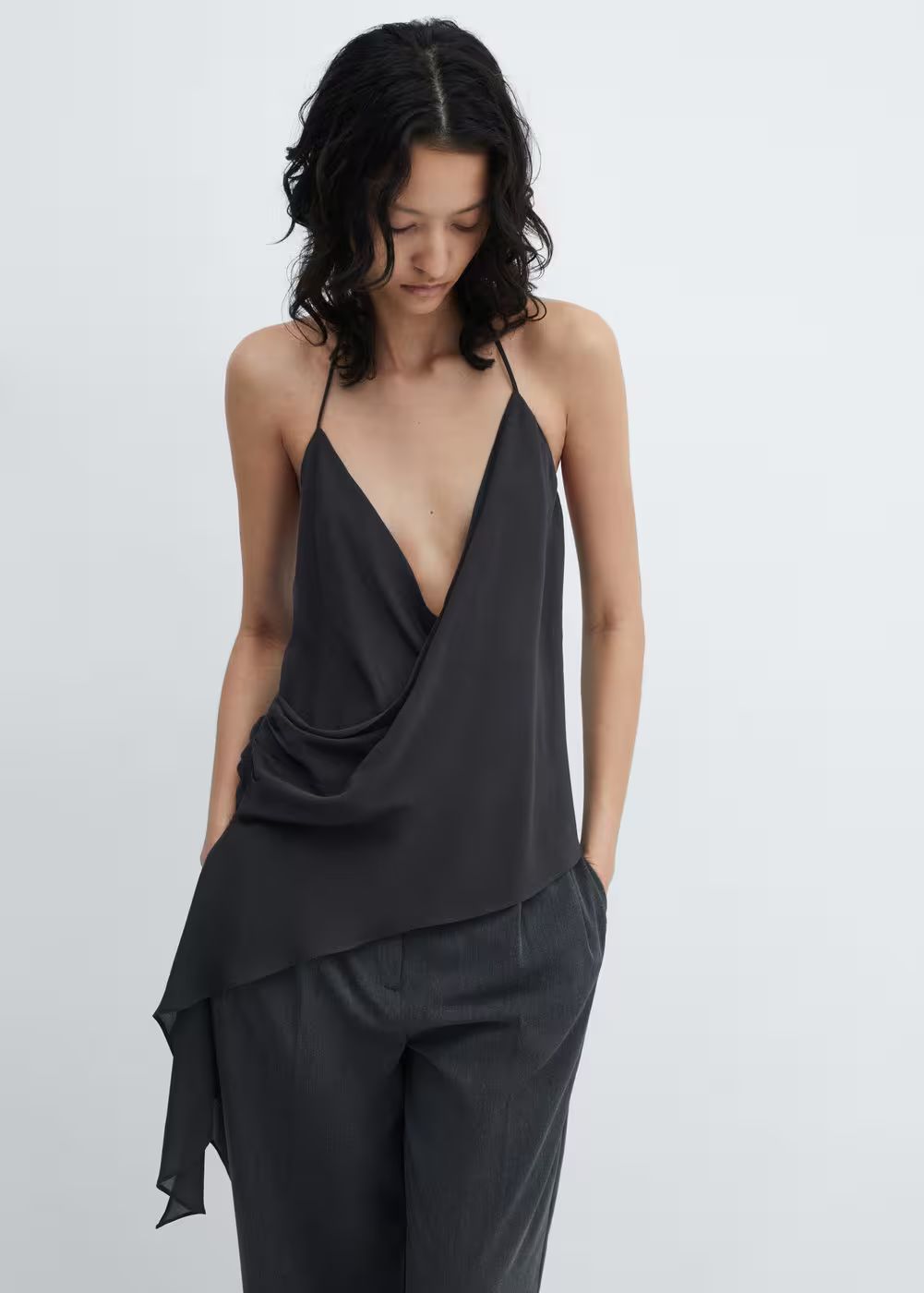 Open back draped top -  Women | Mango USA | MANGO (US)