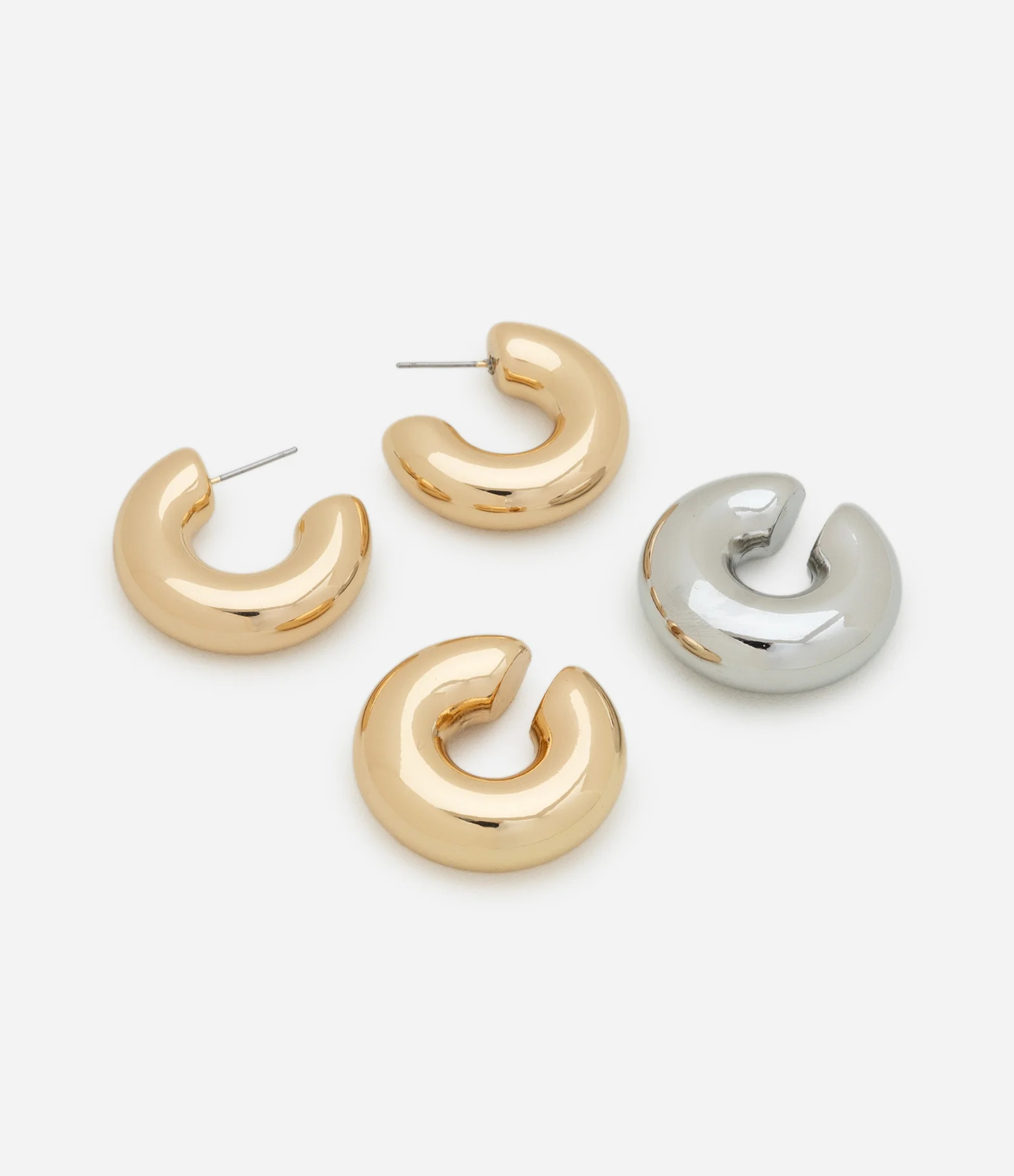 Kit 2x1 Argolas Metal Liso argola bold dourada, 1 piercing bold prateado e 1 dourada AE_FW25_BRI_... | Renner (BR)