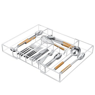 Transparent Acrylic Extendable Kitchen Drawer Organizer, Suitable For Tableware And Cookware, With 9 Compartments | Wayfair North America