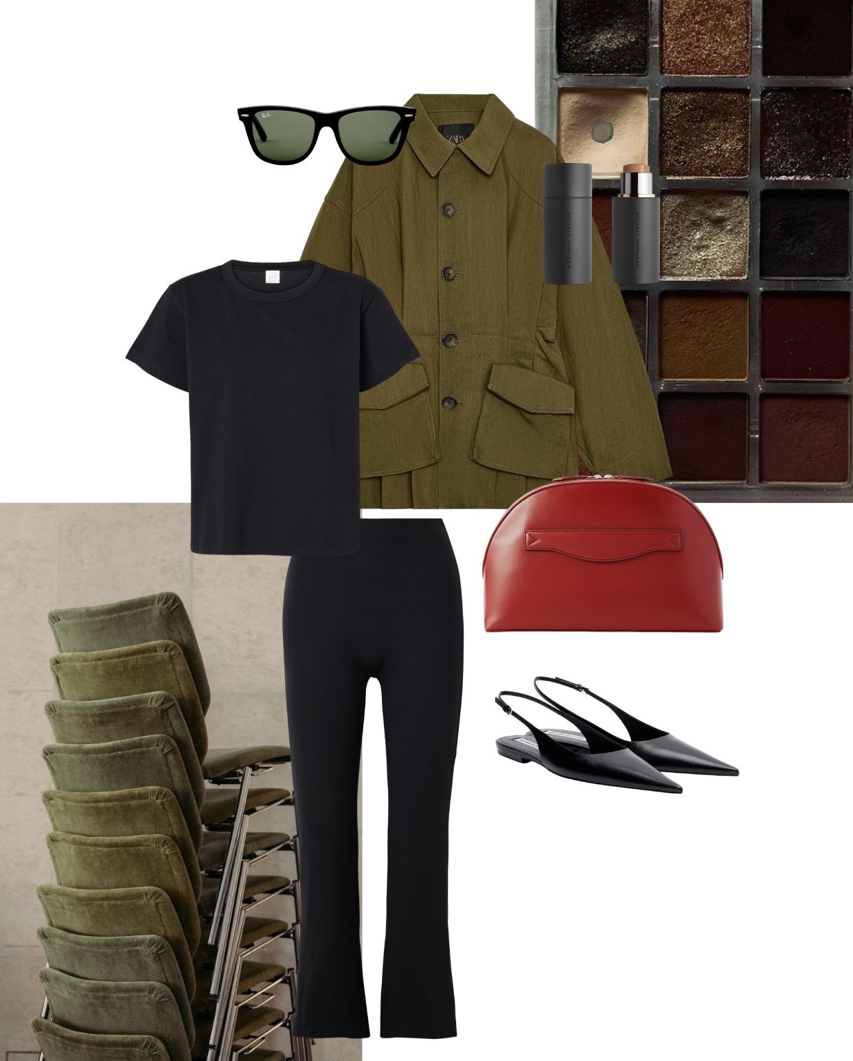 Khaki Jacket + Red Bag + leggings 

#LTKworkwear #LTKspring #LTKuk